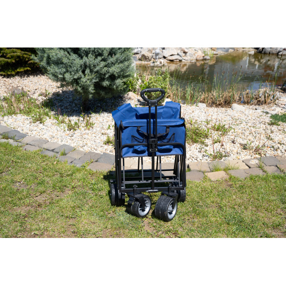 INLEA Cărucior pliabil pentru plajă și camping TRAX PRO cu roți de 8 inch – albastru