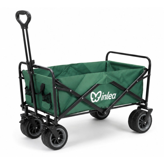 INLEA Cărucior pliabil pentru plajă și camping TRAX PRO cu roți de 8 inch – verde