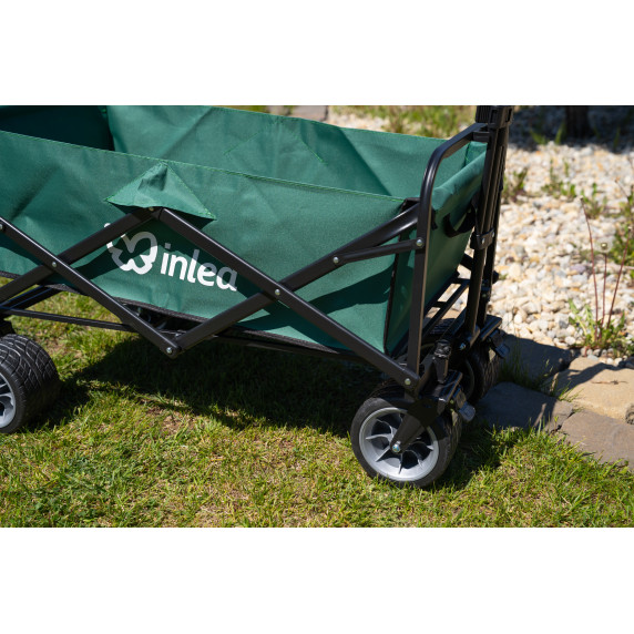 INLEA Cărucior pliabil pentru plajă și camping TRAX PRO cu roți de 8 inch – verde