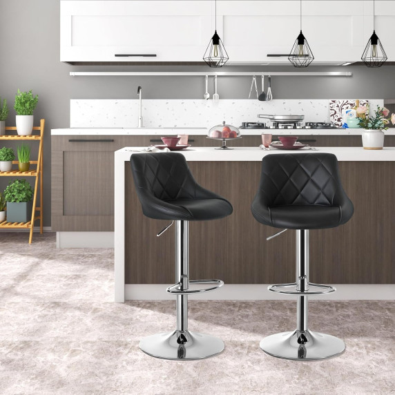 INLEA Scaun de bar, set de 2 bucăți BELLO – negru