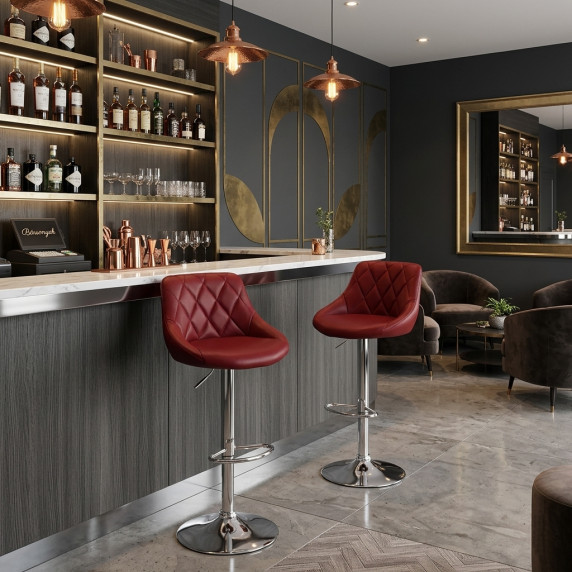 INLEA Scaun de bar, 2 bucăți, BELLO - burgundy