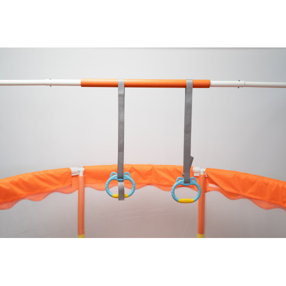 Inlea Detská trampolína JumpPlay 122 cm s ochrannou sieťou a príslušenstvom – oranžová