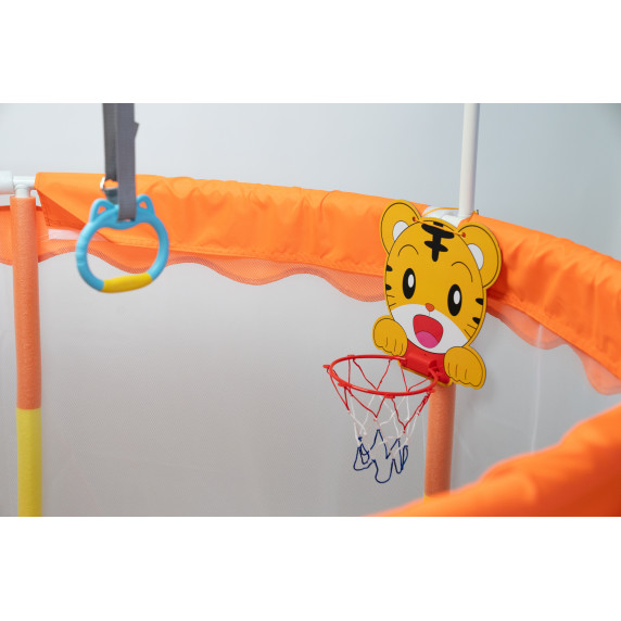 Inlea Detská trampolína JumpPlay 122 cm s ochrannou sieťou a príslušenstvom – oranžová