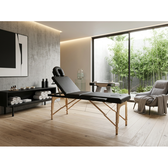 INLEA Masă de masaj cu depozitare Spa Nest Pro, din trei părți și lemn nohami IN16-0007 NEGRU