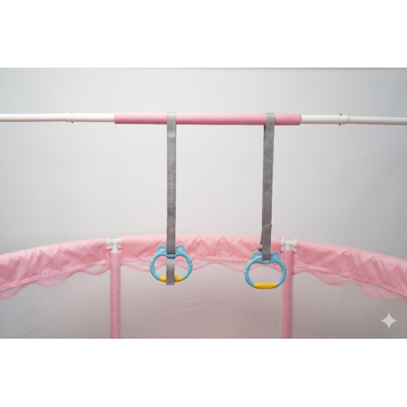 Inlea Detská trampolína JumpPlay 122 cm s ochrannou sieťou a príslušenstvom – ružová