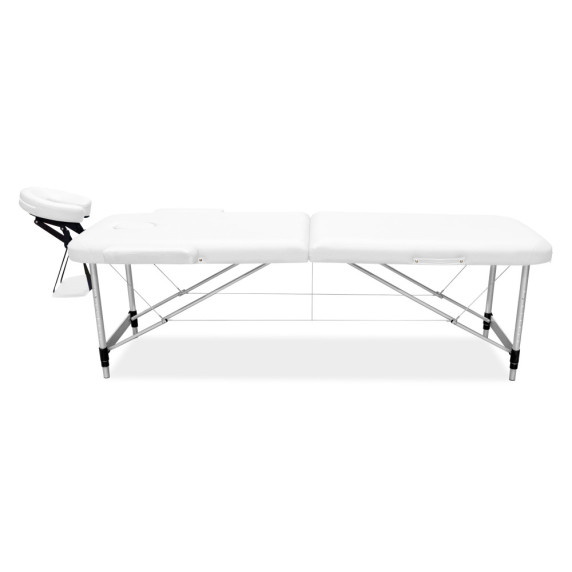 INLEA Skladací masážny stôl dvojdielny s hliníkovými nohami Relax - biely