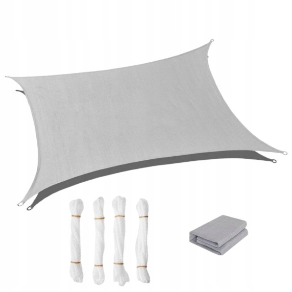 Pravokotna vrtna senčna ponjava 3 × 2,5 m – GARDEN LINE – Siva