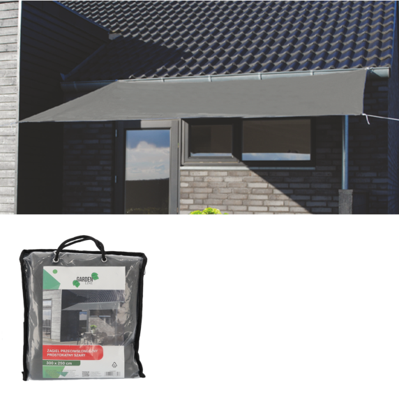 Pravokotna vrtna senčna ponjava 3 × 2,5 m – GARDEN LINE – Siva