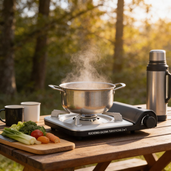 GARDEN LINE Prenosni plinski kamp gorilnik 2 v 1 – 3,5 kW