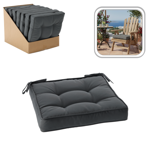 GARDEN LINE Záhradný podsedák na stoličku, sedák 40x40x6 cm CUSH - Tmavosivá