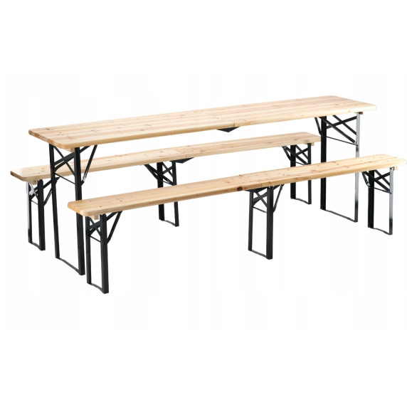 GARDEN LINE Zložljiv vrtni set z mizo in klopmi – natur