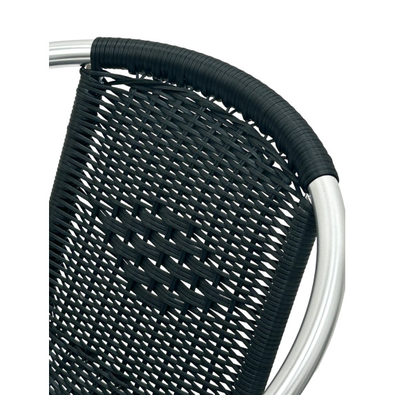 Linde Exclusive Vrtni ratanov stol - MC4601 CAPRI - Srebrna/Črna