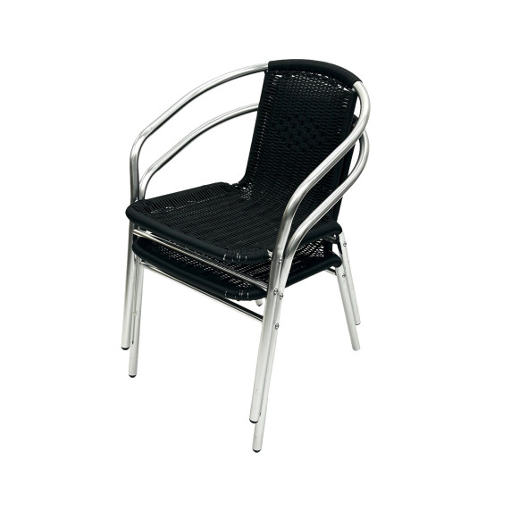 Linde Exclusive Vrtni ratanov stol - MC4601 CAPRI - Srebrna/Črna