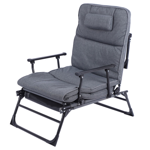 LINDER EXCLUSIV Vrtni ležalnik in počivalni stol 2v1 – siv/črn