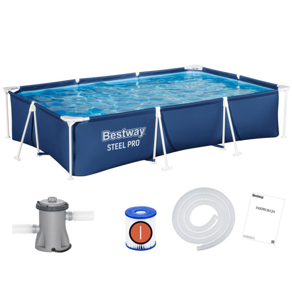Piscină cu filtru -  300x201x66 cm - BESTWAY 56411 - Steel Pro
