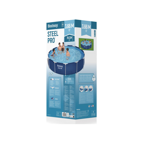 Medence papírszűrős vízforgatóval 366x76cm BESTWAY 56681 Steel Pro