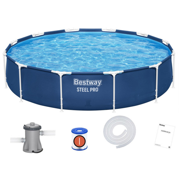Medence papírszűrős vízforgatóval 366x76cm BESTWAY 56681 Steel Pro