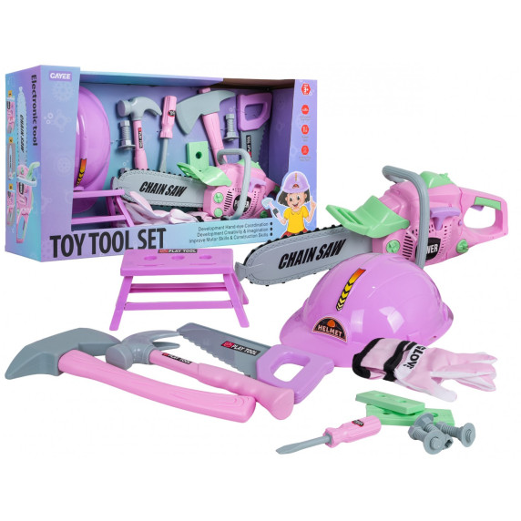 Set de scule pentru copii - TOY TOOL SET - roz