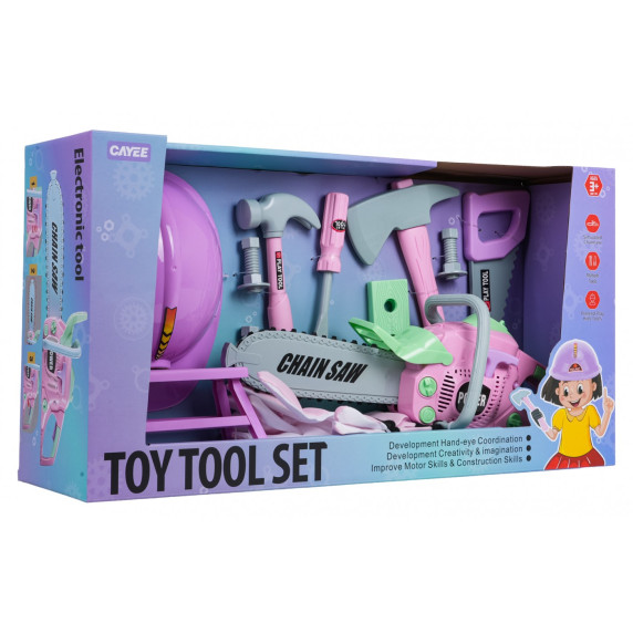 Set de scule pentru copii - TOY TOOL SET - roz