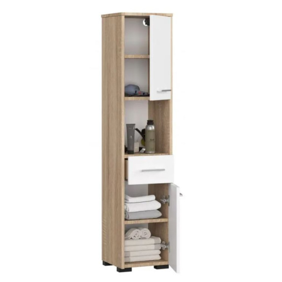 Fürdőszoba szekrény FIN 140cm -sonoma tölgy/fehér