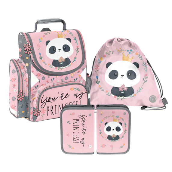 Školský set PASO Panda- školská taška, vak na telocvik, peračník