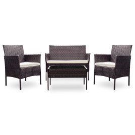 Rattan kertibútor szett AGA MR4253-DARKBROWN - sötétbarna - 