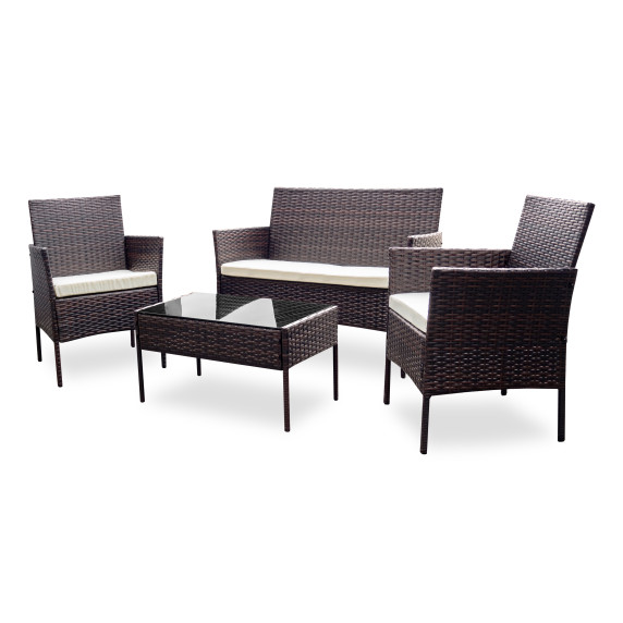 Rattan kertibútor szett AGA MR4253-DARKBROWN - sötétbarna