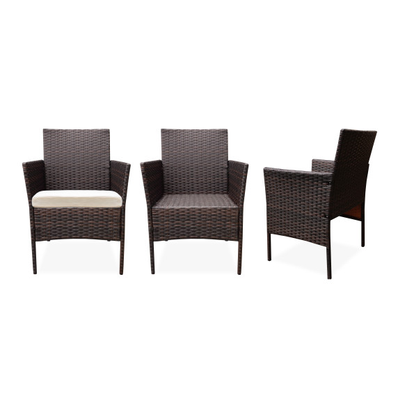 Rattan kertibútor szett AGA MR4253-DARKBROWN - sötétbarna