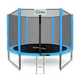INLEA PREMIUM Jump Trambulină 305 cm cu plasă de siguranță exterioară – albastru deschis - 