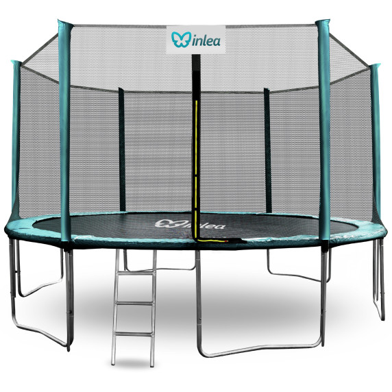 INLEA PREMIUM Jump Trampolína 430 cm s vonkajšou ochrannou sieťou - tmavozelená