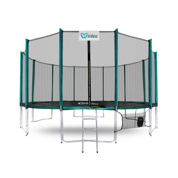 INLEA PREMIUM Jump Trampolína 500 cm s vonkajšou ochrannou sieťou - tmavozelená