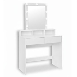 INLEA Măsuță de toaletă CHLOE cu oglindă și iluminare LED – albă - 