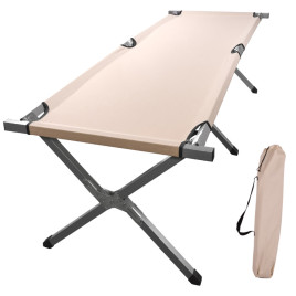 INLEA Șezlong pliabil de camping din aluminiu AluLounge – khaki - 