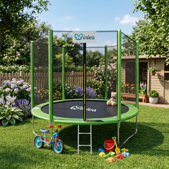 INLEA PREMIUM Jump Trampolin 180 cm s vanjskom zaštitnom mrežom – svijetlo zelena