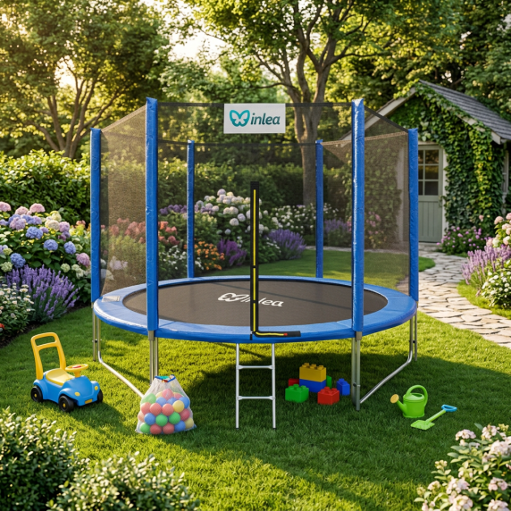 INLEA PREMIUM Jump Trambulin külső védőhálóval 305 cm - kék