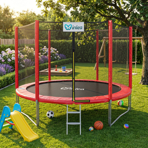 INLEA PREMIUM Jump Trambulin külső védőhálóval 305 cm - piros