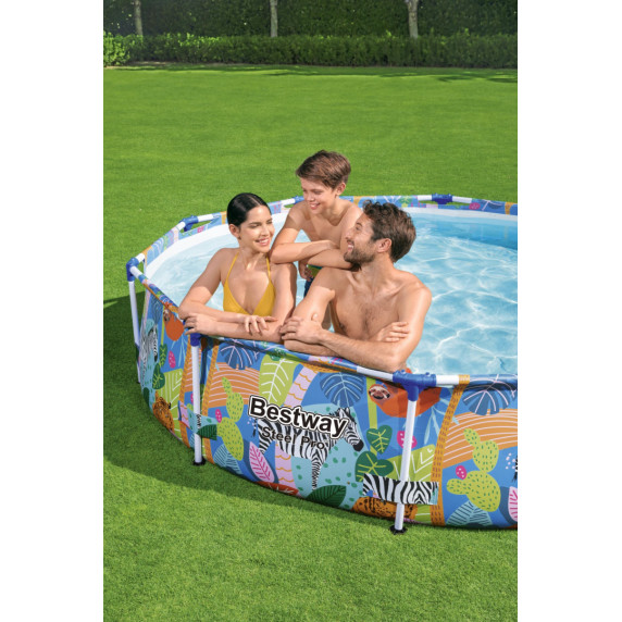 Fémvázas medence Safari mintával 305x66 cm BESTWAY 56985