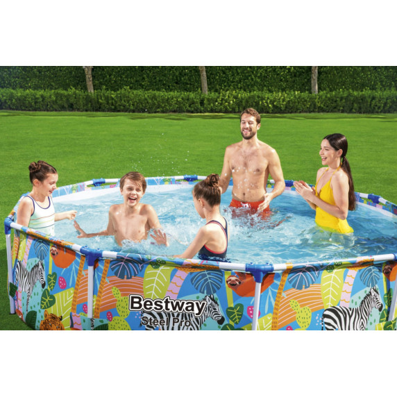 Fémvázas medence Safari mintával 305x66 cm BESTWAY 56985