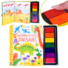 Kreatívna kniha na maľovanie prstami 64 strán 7 farieb DINOSAURUS Fingerprint Activities - 