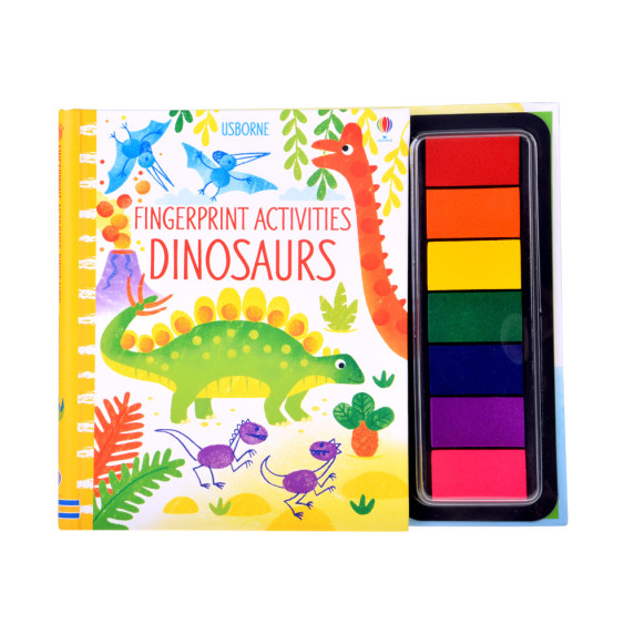 Kreatívna kniha na maľovanie prstami 64 strán 7 farieb DINOSAURUS Fingerprint Activities