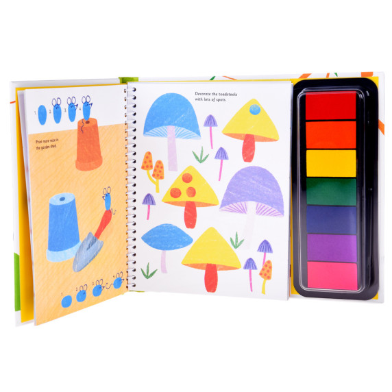 Kreatívna kniha na maľovanie prstami 64 strán 7 farieb GARDEN Fingerprint Activities
