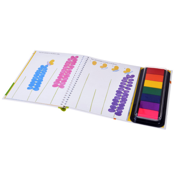 Kreatívna kniha na maľovanie prstami 64 strán 7 farieb GARDEN Fingerprint Activities