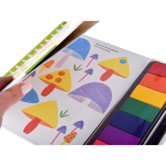 Kreatívna kniha na maľovanie prstami 64 strán 7 farieb GARDEN Fingerprint Activities