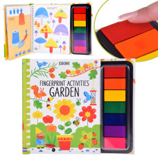 Kreatívna kniha na maľovanie prstami 64 strán 7 farieb GARDEN Fingerprint Activities - 