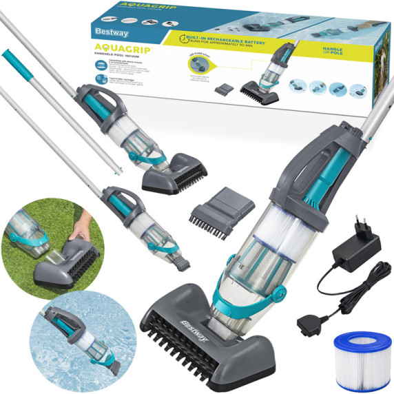 Bestawy Aspirator manual de piscină cu baterie AquaGrip + 2 capete 58946