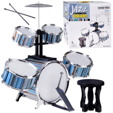 Játék dobfelszerelés székkel THE MUSIC WORLD Jazz Drum - Kék - 