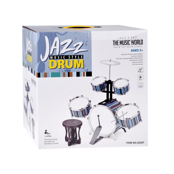 Játék dobfelszerelés székkel THE MUSIC WORLD Jazz Drum - Kék