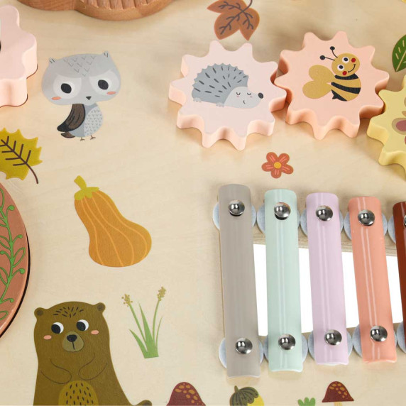 Fa oktatóasztal, zenés tábla WOODEN MUSIC TABLE