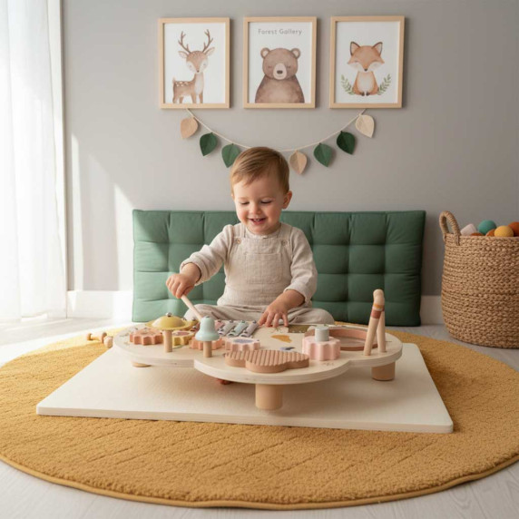 Fa oktatóasztal, zenés tábla WOODEN MUSIC TABLE