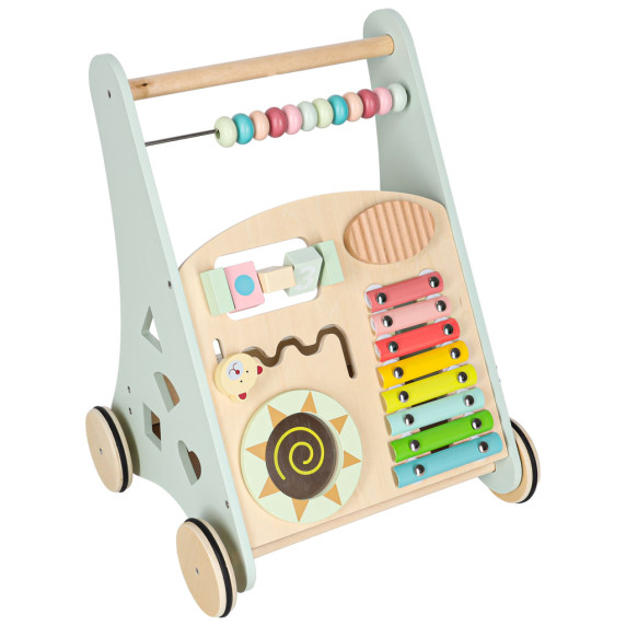 Fa oktató járássegítő számolóval, formaválogatóval és cintányérokkal - Kék